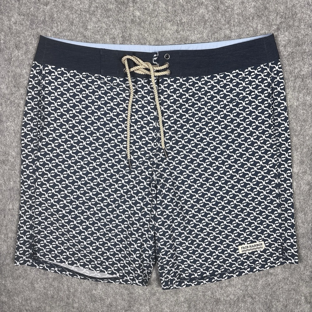 Fair Harbour Nautilus Board Shorts Men's Blue White Size 33 New Without Tags